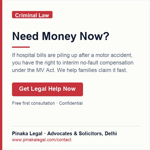 Get legal help from Pinaka Legal — Motor Accident Claims experts in Delhi