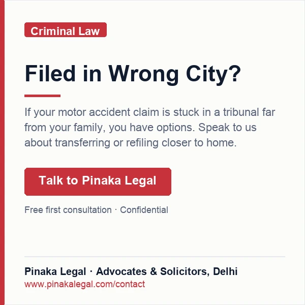 Get legal help from Pinaka Legal — Motor Accident Claims experts in Delhi