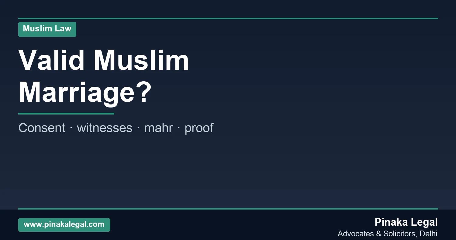 Valid Muslim marriage nikah essentials in India